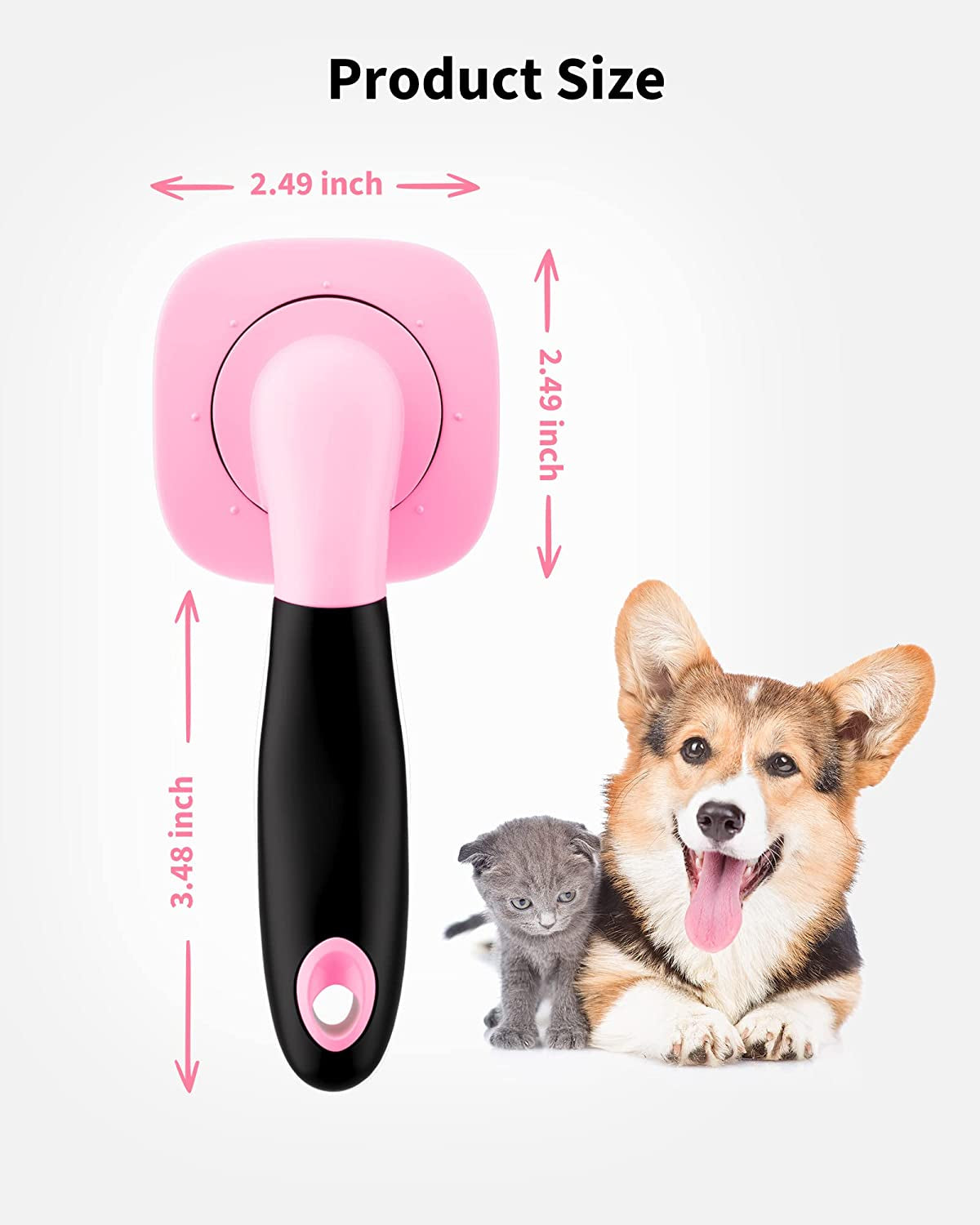 Dog & Cat Grooming Brush - Slicker Shedding Tools (Pink)