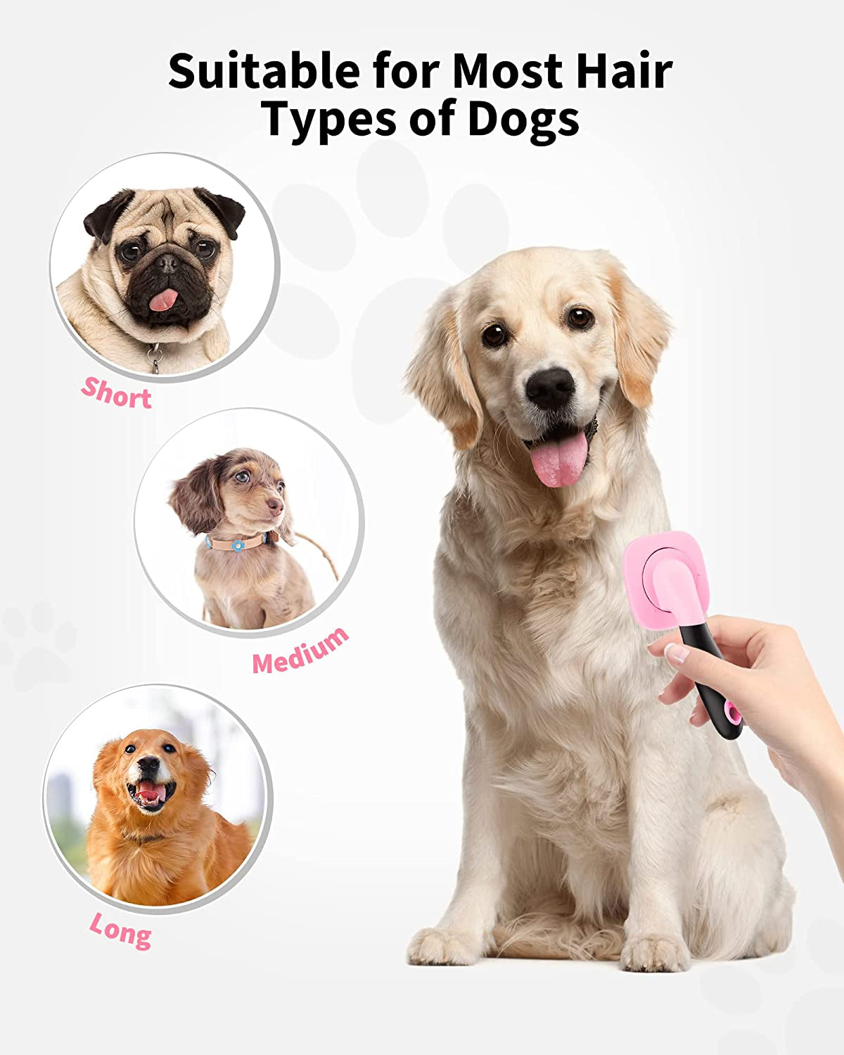 Dog & Cat Grooming Brush - Slicker Shedding Tools (Pink)