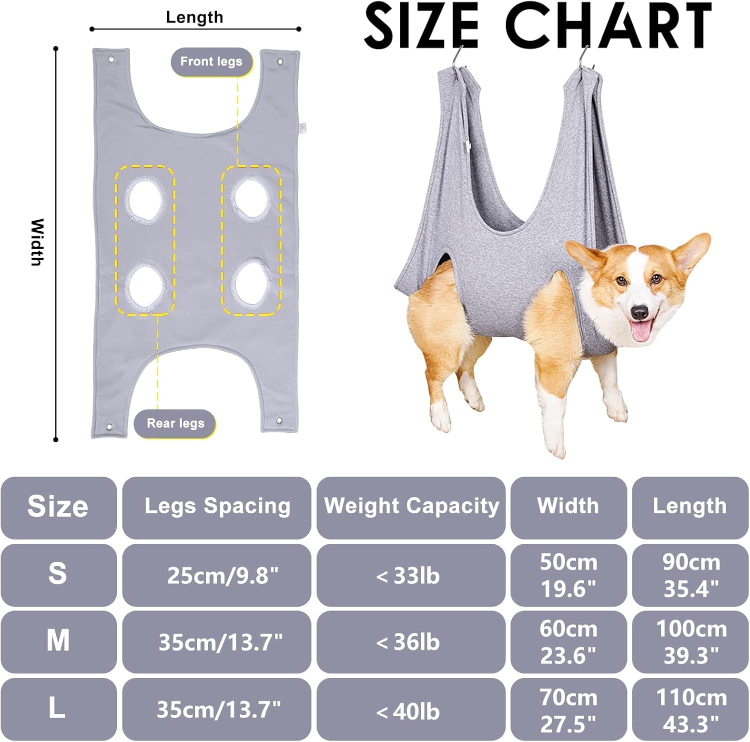 Pet Grooming Hammock,Pet Nail Clip Bag for Grooming,Bathing,Nail Cutting and Ear Removal,Dog Cat Hammock for Small Medium Dogs Cats Indoor,Pet Grooming Bag with Hangers and Fixing Pets(11.8Inch)