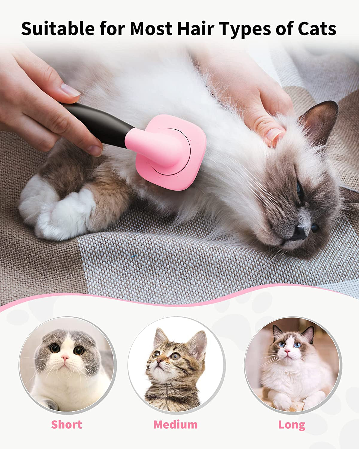 Dog & Cat Grooming Brush - Slicker Shedding Tools (Pink)